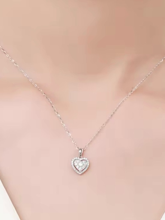 Anthropologie Jewelry - Anthropologie Silver Heart Halo Pendant Necklace